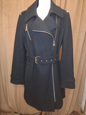 Black Peacoat w/Belt Size M